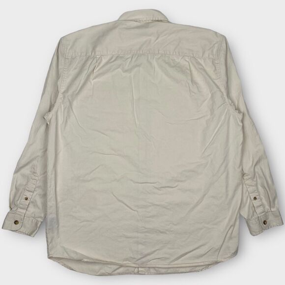 VINTAGE 90s Guess Shirt Mens Large Cream Twill Button Up Logo Casual Classic Fit - Picture 5 of 15